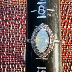 Fragrant Jewels Silver Marquise Ring with Crystal Accents